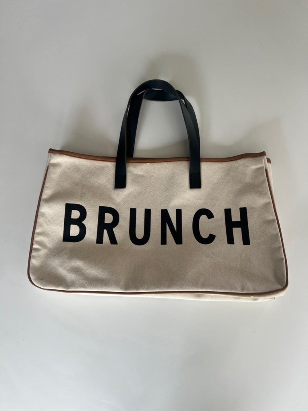 BRUNCH Canvas Tote Bag - Cream with Black Handles